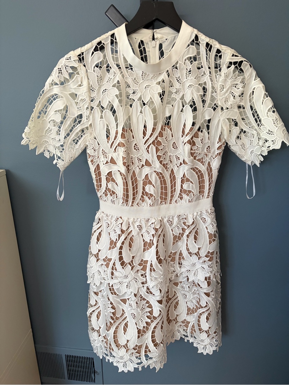 Self-Portrait White Floral Lace Mini Dress